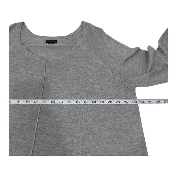 New Directions Womens Gray Tie-Front V-Neck Sweater XL Lightweight Long Sleeve - Picture 4 of 11